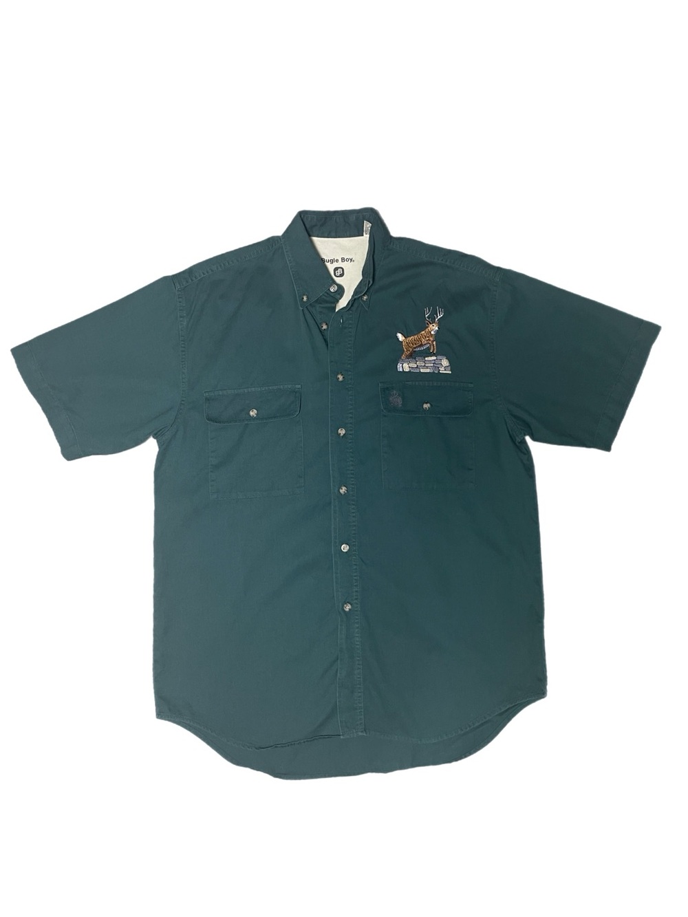 Vintage 90s Bugle Boy Embroidered Short-Sleeve Button Down Shirt